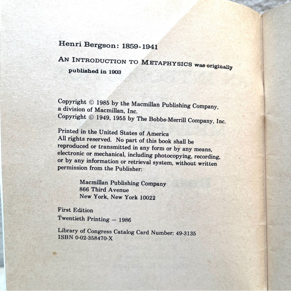 Henri Bergson: An Introduction to Metaphysics. Vintage Booklet. - Picture 6 of 7